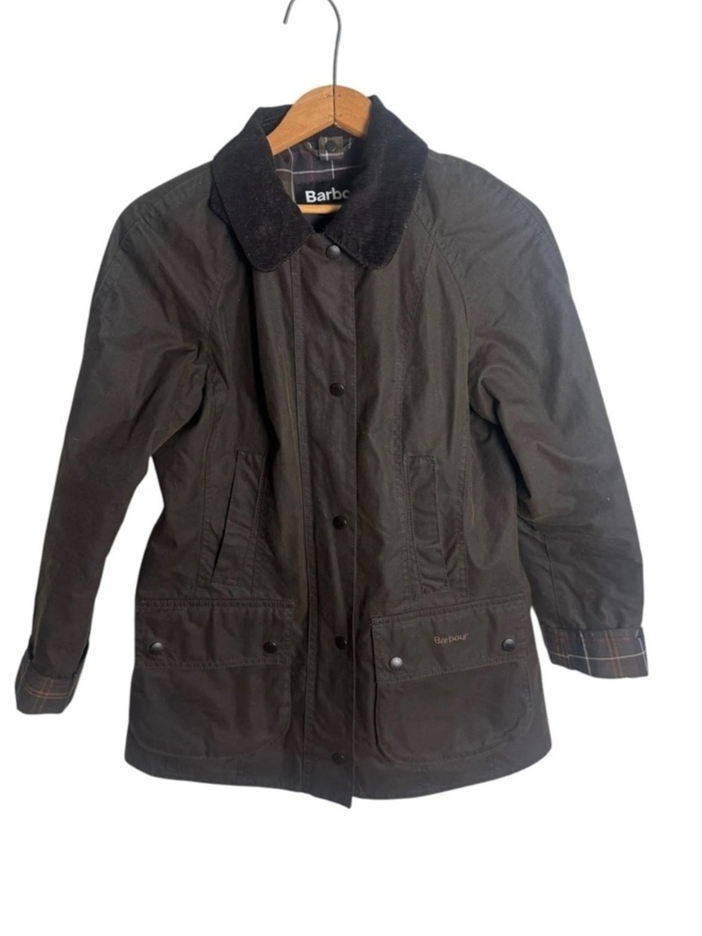 Barbour Brown Waxed Cotton Utility Jacket with Cord Collar. Like new condition - Picture 2 of 7